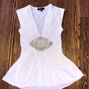 Sky White Embellished Top Size XS